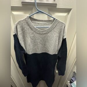 Two-Tone Gray and Navy Women's Sweater Dress